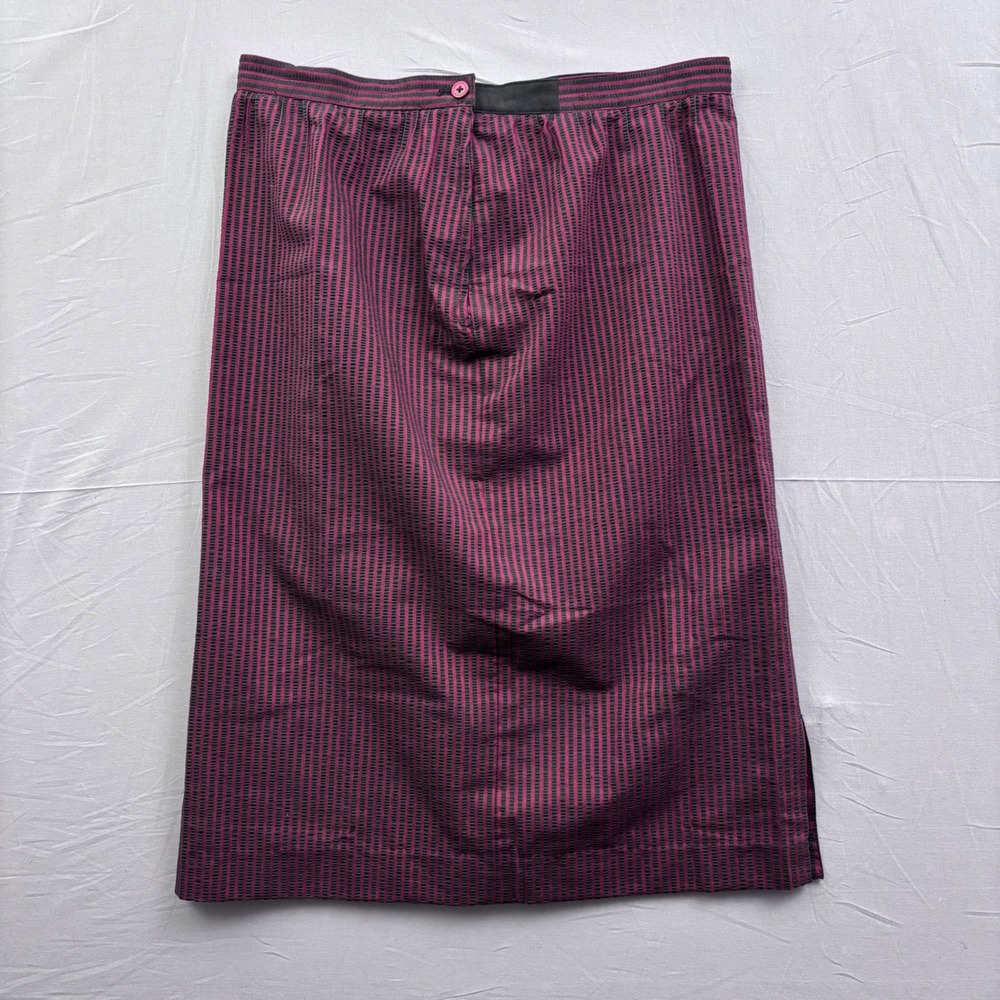 Vtg Saks Fifth Avenue Vintage Striped Pencil Skirt Burgundy Black Japan Size 12